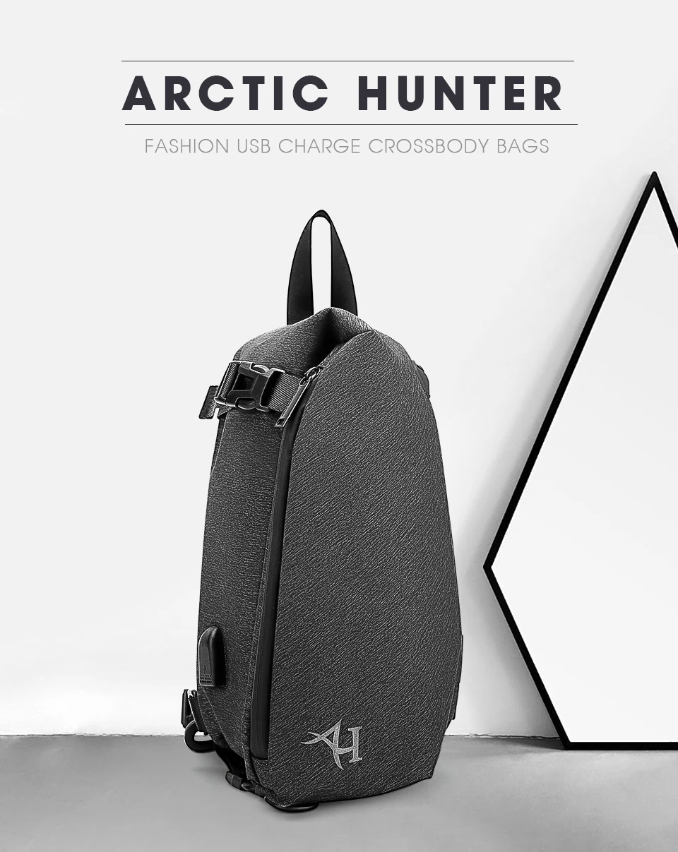 ARCTIC HUNTER 00045, корейские сумки через плечо для мужчин, зарядка через usb, водонепроницаемая сумка-слинг, Оксфорд, мужская сумка-мессенджер, Рождественская