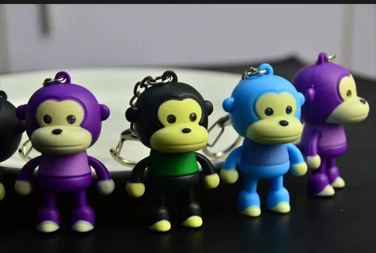 Милая обезьяна звуковой светильник брелоки с фонариком звуковое кольцо