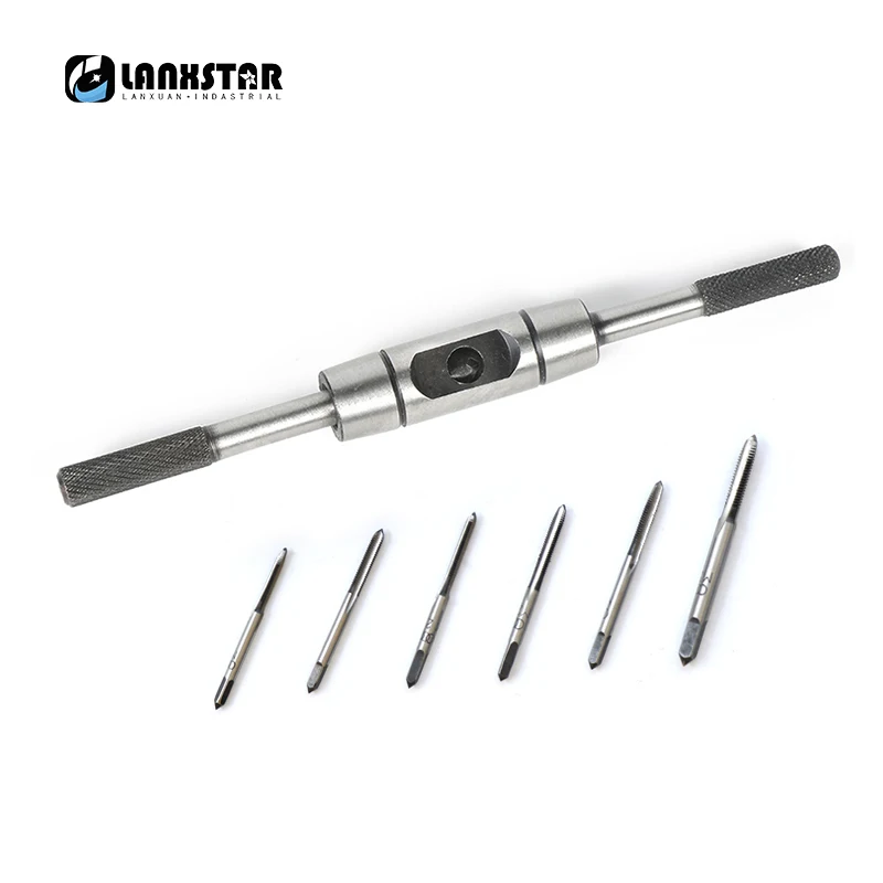 

1pcs thread wrench tap handle & hand tap wrench M2~M8 (1pieces/set) and 6pcs Hand tap tapping