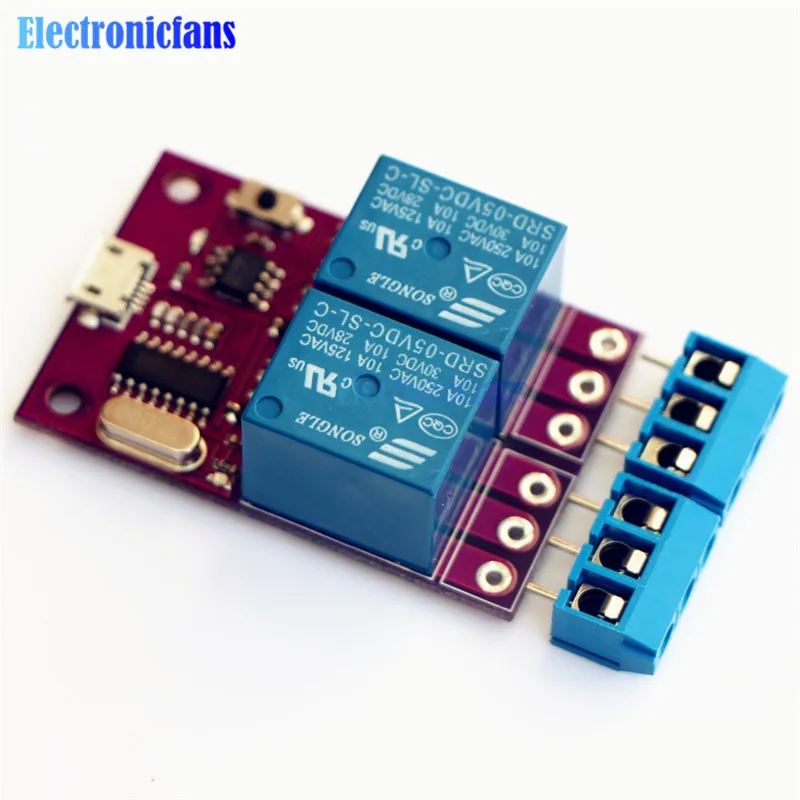 2 канальный релейный модуль с задержкой 5 в CH340 CH340G Micro USB для TTL интеллектуальная