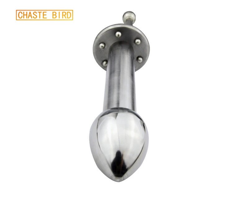 Анальная пробка Chaste Bird большая из нержавеющей стали с ручкой тяжелый анус бусина