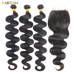 Бразильские волнистые пряди волос с закрытием, 30 32 34 дюйма, бразильские волнистые человеческие волосы Remy в комплекте, бесплатная доставка