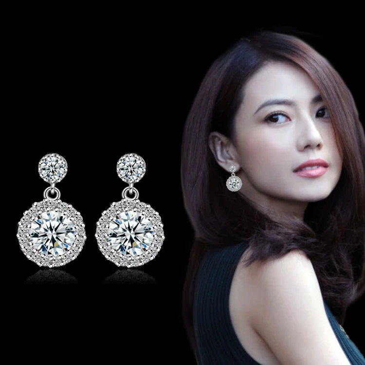 Женские серьги гвоздики из серебра 925 пробы с фианитом|stud earrings|stud earrings for womenjewelry |