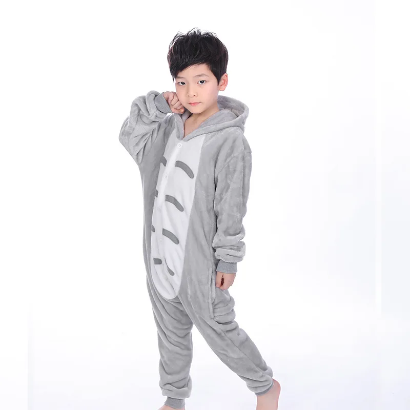Комплект детских пижам kigurumi с рисунками животных для мальчиков и девочек; пижамы для костюмированной вечеринки с единорогом для детей; комбинезон с капюшоном; зимняя одежда для сна