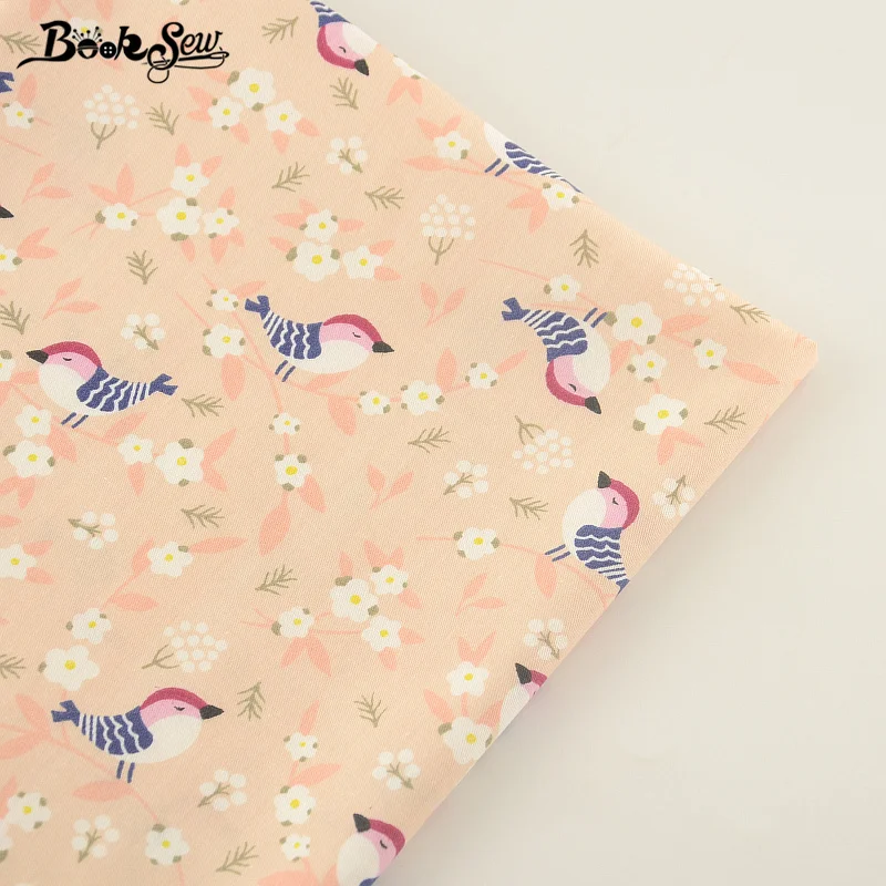 Стеганая Ткань Booksew новый хлопок саржевая ткань бежевая птица стильный домашний