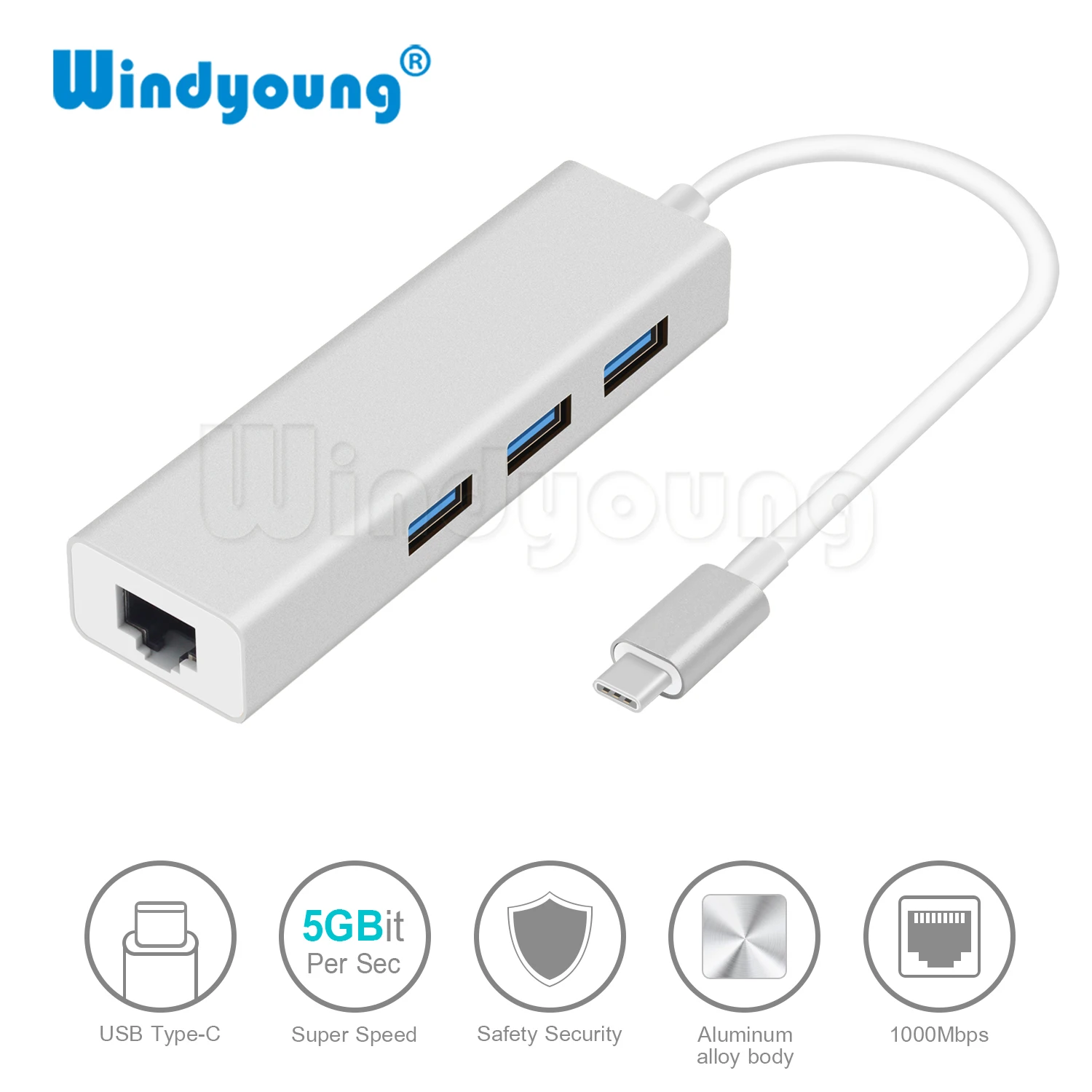 USB C Ethernet RJ45 Lan адаптер типа на 3 порта 0 концентратор 10/100/1000 Мбит/с гигабитный