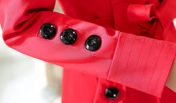 Женский элегантный Тренч Осень 2017 облегающая двубортная верхняя одежда с