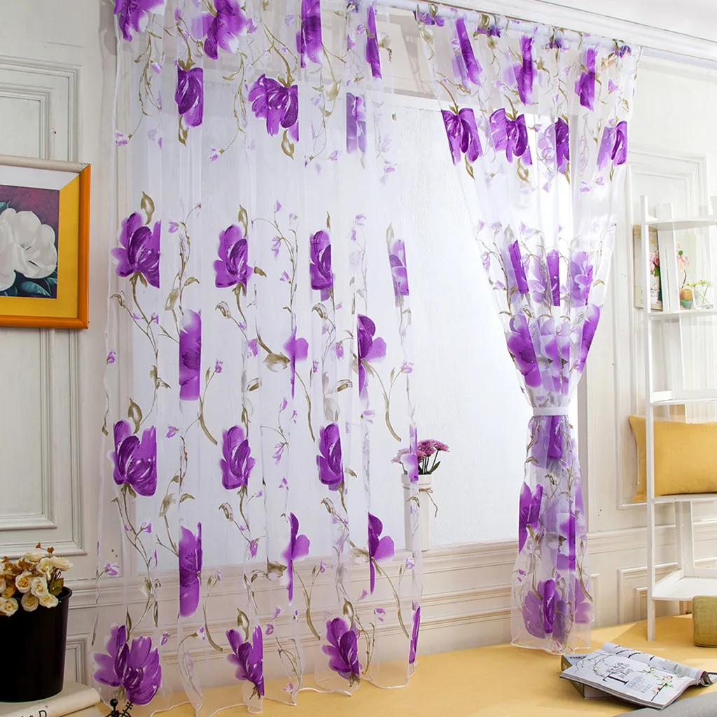 1 шт шторы с листьями для гостиной DIY Тюль дверь Портьера Панель прозрачные