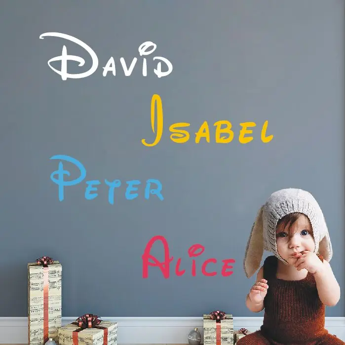 Виниловые настенные наклейки с индивидуальным именем для украшения детской