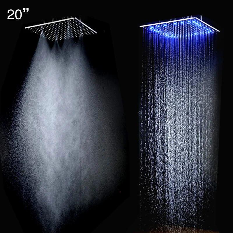 Роскошные LED Для ванной Shower 304 SUS зеркало Панель 500x500 потолочный Дождь туман