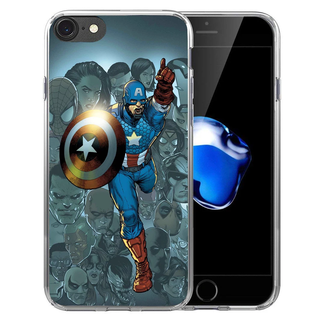 Marvel Мстители Капитан Америка Ясно мягкий прозрачный силиконовый чехол для iPhone X 8