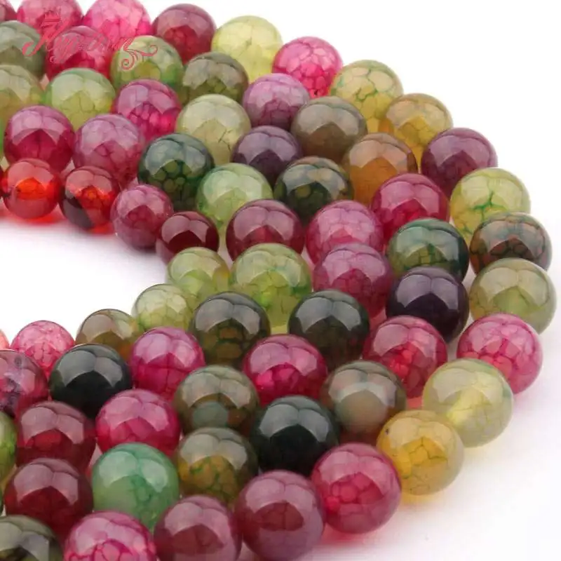 6 8 10mm Smooth Round Bead Cracked Multicolor Agates Stone Beads For DIY Necklace Bracelets Jewelry Making 15&quot Free Shipping | Украшения