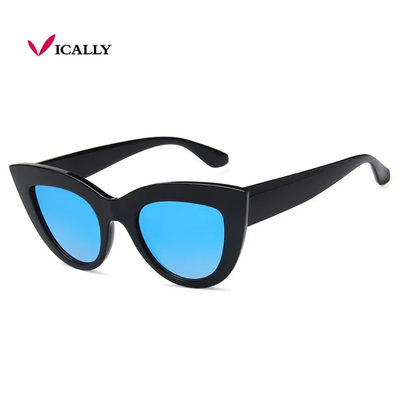 Солнцезащитные очки кошачий глаз женские винтажные зеркальные розовые