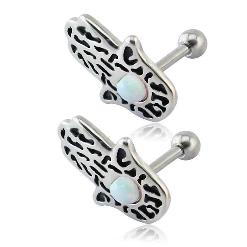 

2016 New Stylish Hamsa Hand Ear Stud Fatima Hand Design Stud Earring For Women/Men Cartilage Earring Studs Jewelry