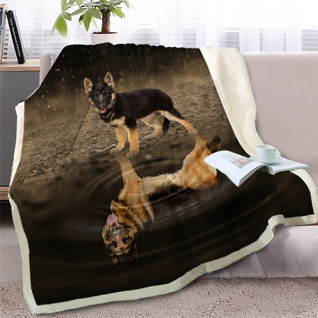 BlessLiving Pug Sherpa Blanket on Beds Animal Throw Blanket for Kids Dog Reflection Bedspread 3D French Bulldog Puppy Sofa Cover 4