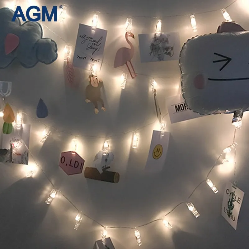 AGM светодиодный гирлянда сказочный светильник с зажимом для фото батарея