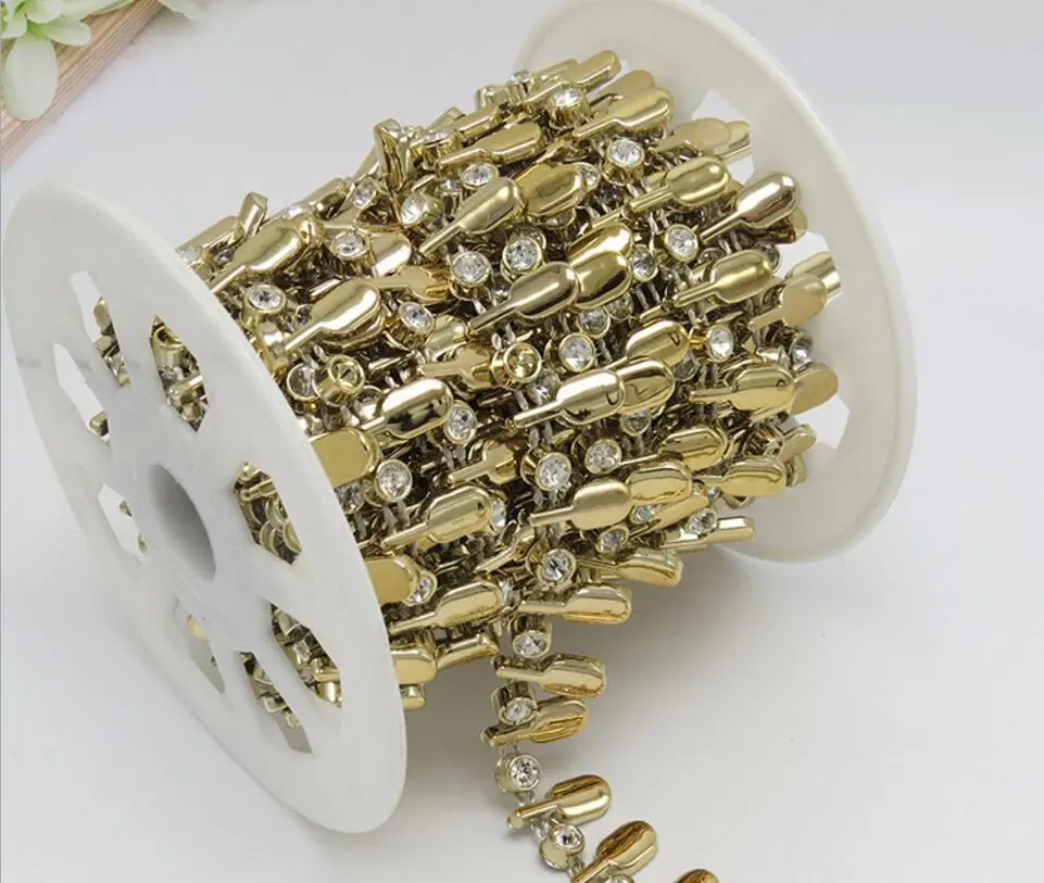 10 ярдов золотистого/серебристого/черного листа отделка из кристаллов бисера