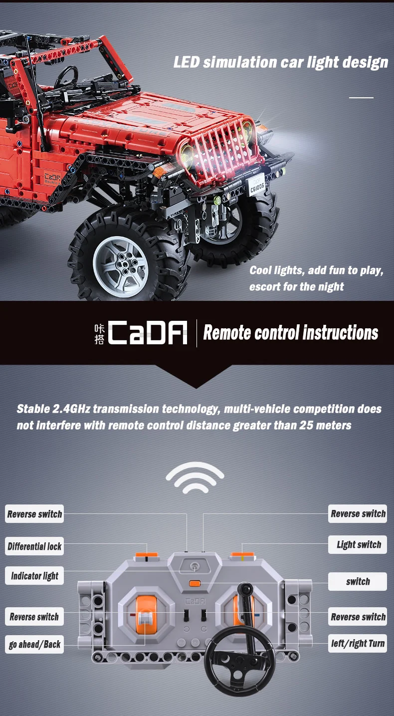 Cada пульт дистанционного управления 2,4G Adventurer Car 1941pcs Technic battery Box Motor Creator Строительные Кирпичи Блоки Игрушки для мальчиков