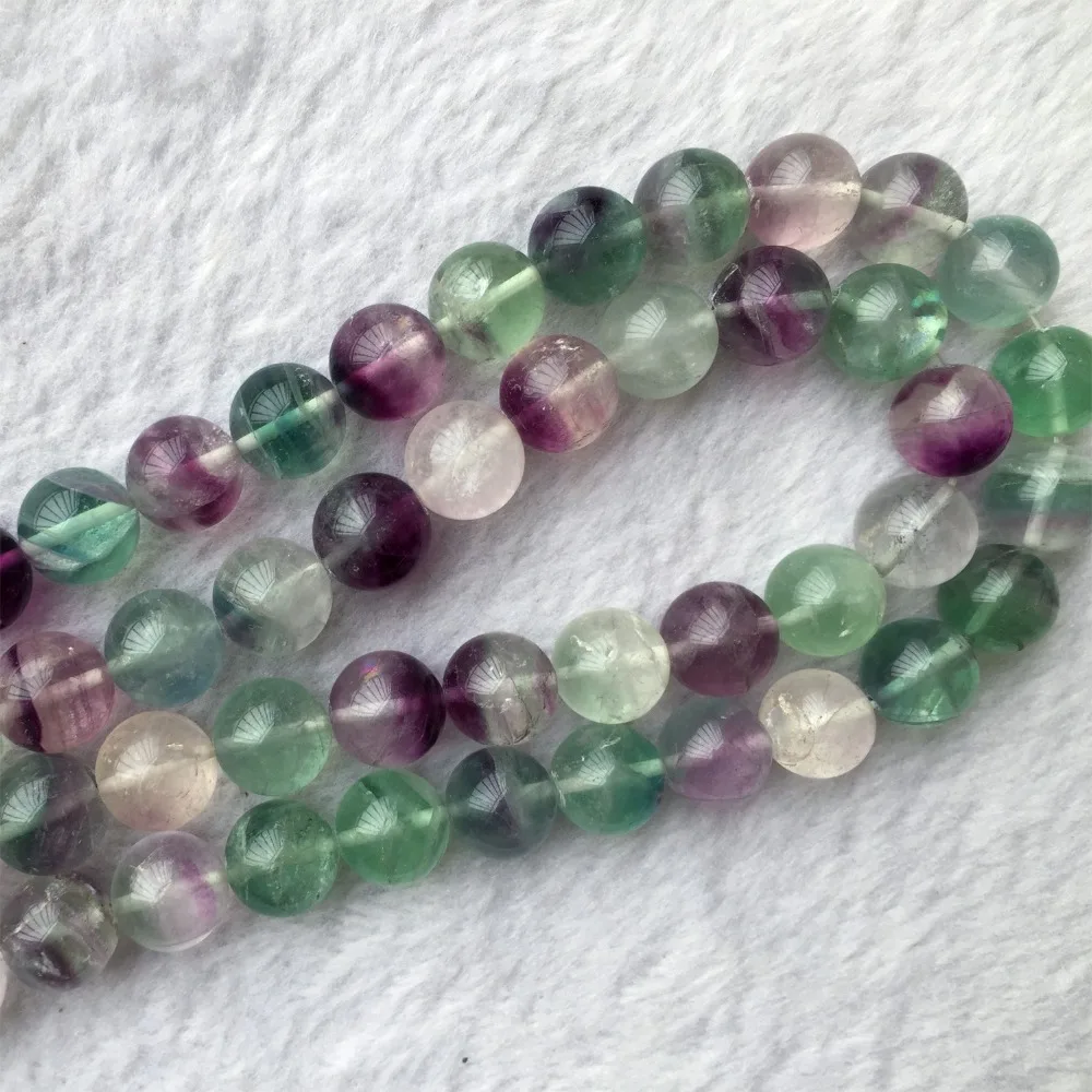 

Genuine Natural Purple Green Fluorite Semi-precious stones Necklace Bracelet Round Beads 15" 05856