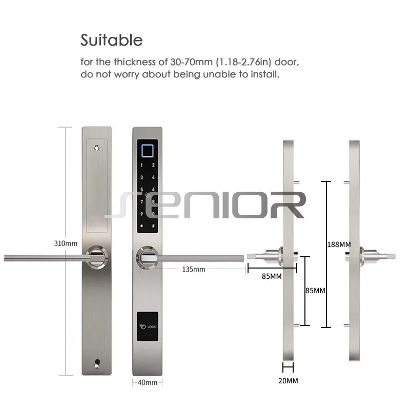 Раздвижной дверной замок отпечатков пальцев Bluetooth APP перевод с идентификацией