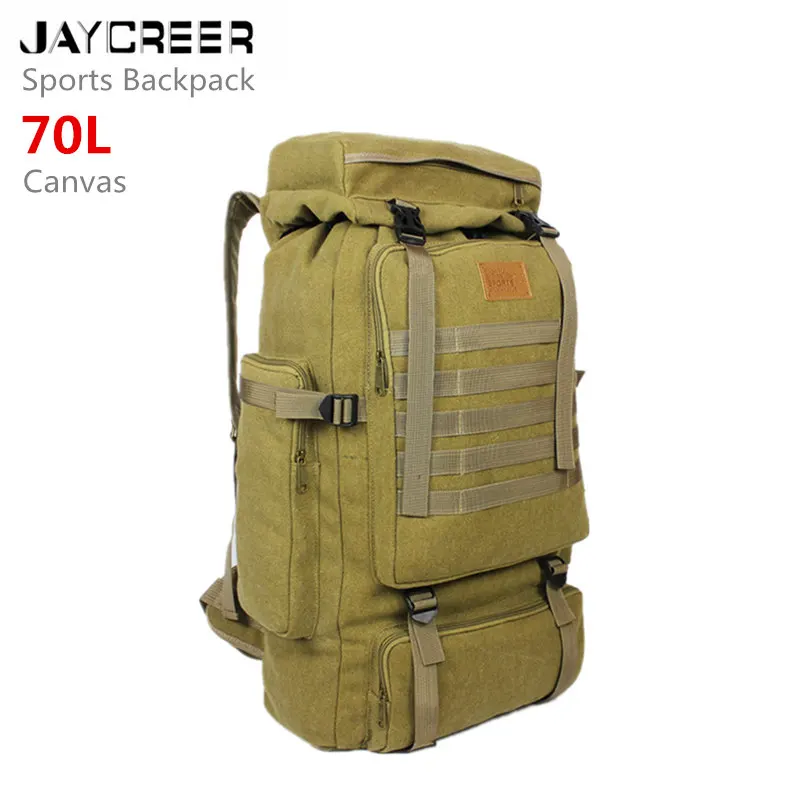 JayCreer холщовый 70Л Емкость Спорт на открытом воздухе Рюкзак для пеших прогулок путешествия треккинга кемпинга альпинизма