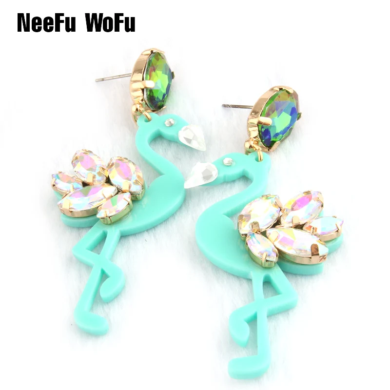 Новые длинные серьги с кристаллами NeeFu WoFu большие для женщин фирменные из смолы