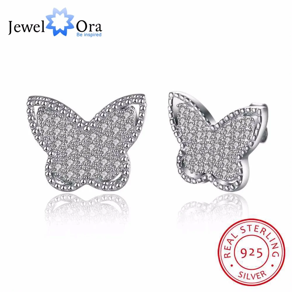 Рафинированное Серебро 925 серьги Бабочки Дизайн с кубическими циркониями