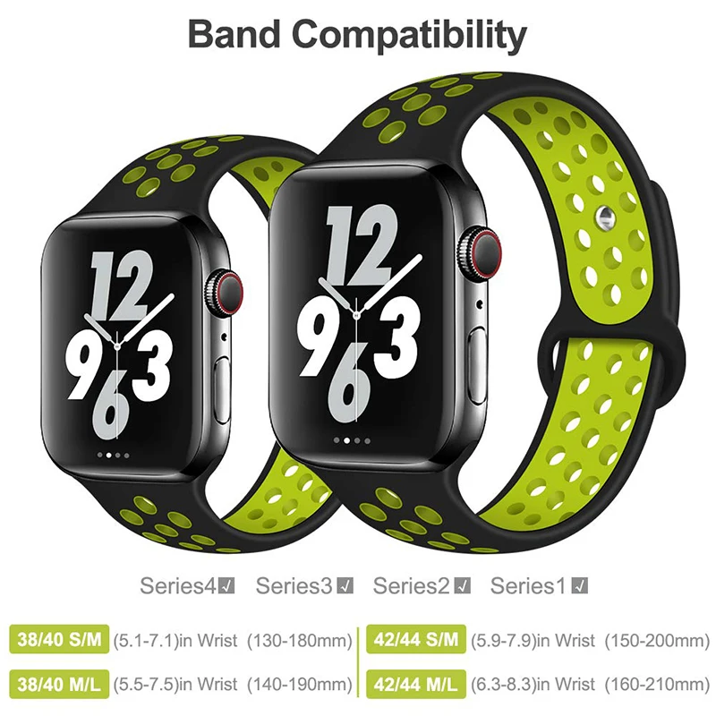 Дышащий силиконовый спортивный ремешок для Apple Watch 5, 4, 3, 2, 1, 42 мм, 38 мм, резиновый ремешок для Nike+ Iwatch 5, 4, 3, 40 мм, 44 мм