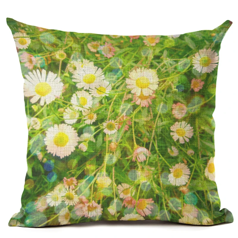 Новая серия голубого неба и цветов домашний декор диванная подушка комплекты подушек из хлопка льна|decorative