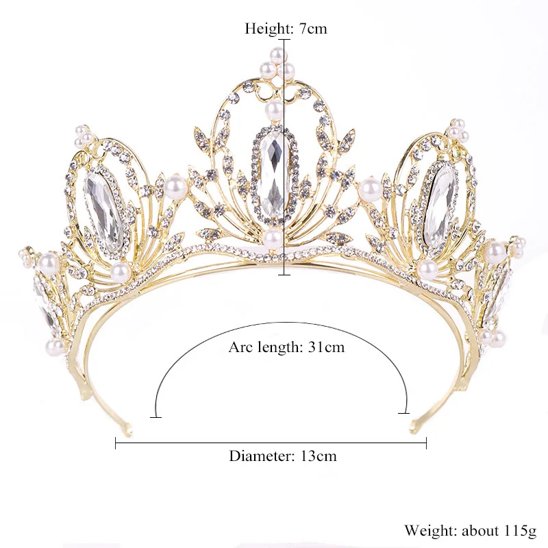 Vintage Gold Rhinestone Pearl Bridal Tiaras Headpiece Crystal Crowns Hair Jewelry Women Head Piece Wedding Accessories VL | Украшения и