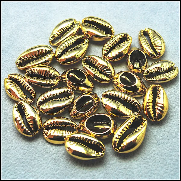 20pcs shell beads spacer plated golden silver color size 15-20mm length for charms bracelets making accessories or caps | Украшения и
