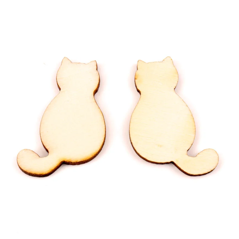 23x35mm 30pcs Natural Cat Pattern Wooden Scrapbooking Art Collection Craft For Handmade Accessory Sewing Home | Дом и сад