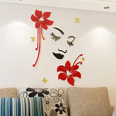 Акриловая Настенная Наклейка 3D стерео национальная красота и Небесный аромат