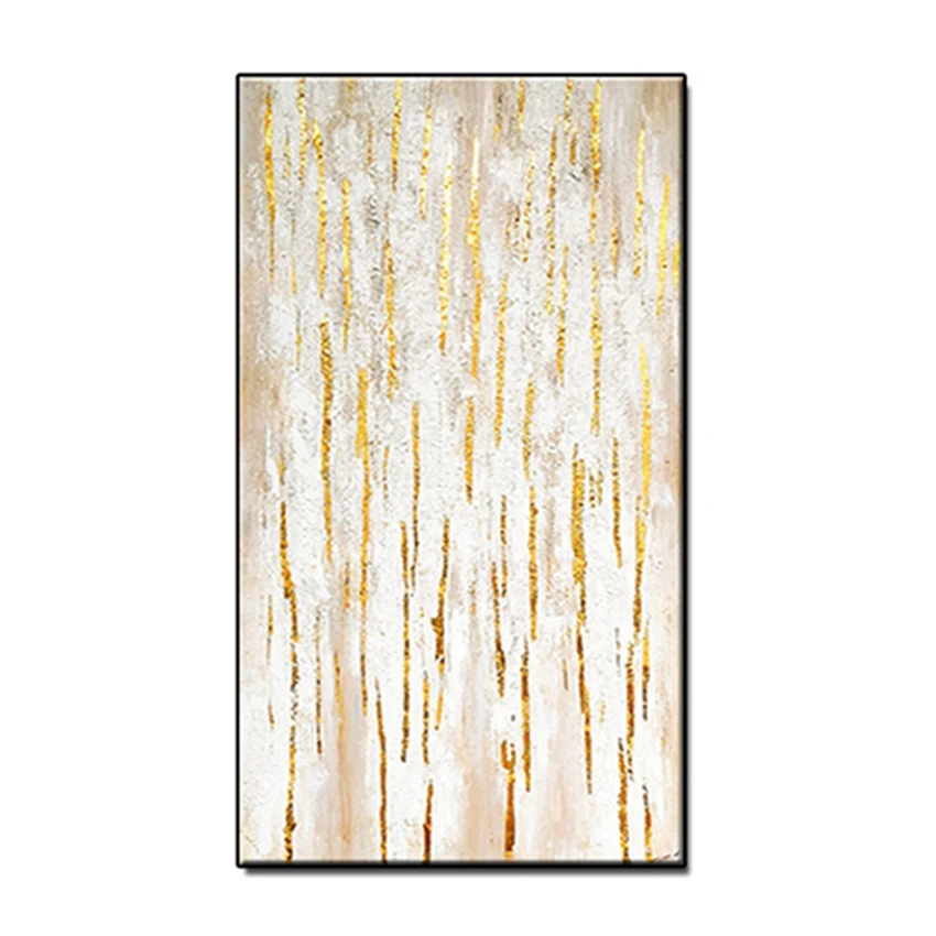 100% Hand Painted Wall Art Paintings Abstract White Gold Foil Oil Painting Hangings Decor Canvas Free Shipping | Дом и сад