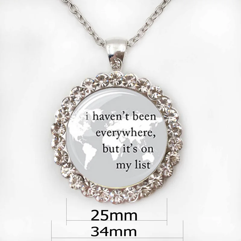 Карта мира Я не был везде но это на моем List' правом текстовом стекле ожерелье |