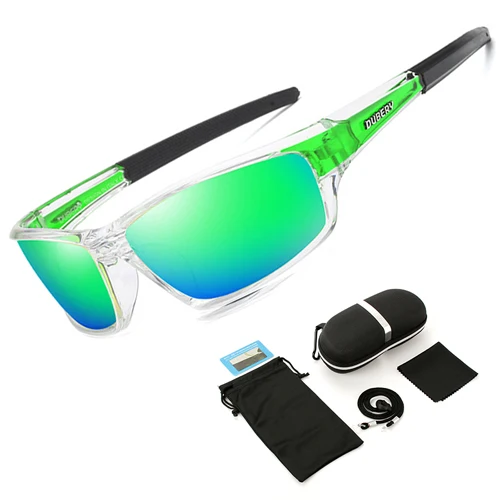 Green with case UV400 Мужские поляризованные солнцезащитные очки для рыбалки рыбацкие походные лыжные очки велосипедные очки спортивные рыболовные очки - Цвет: Green with case