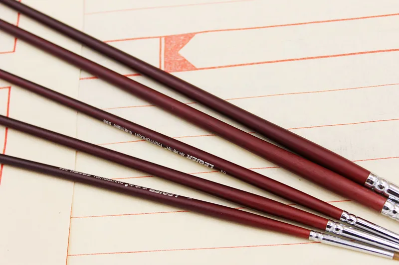 6 pcs high quality Pure wolf tail paintbrush gouache watercolor oil painting brush art supplies dotting pen free shipping | Канцтовары