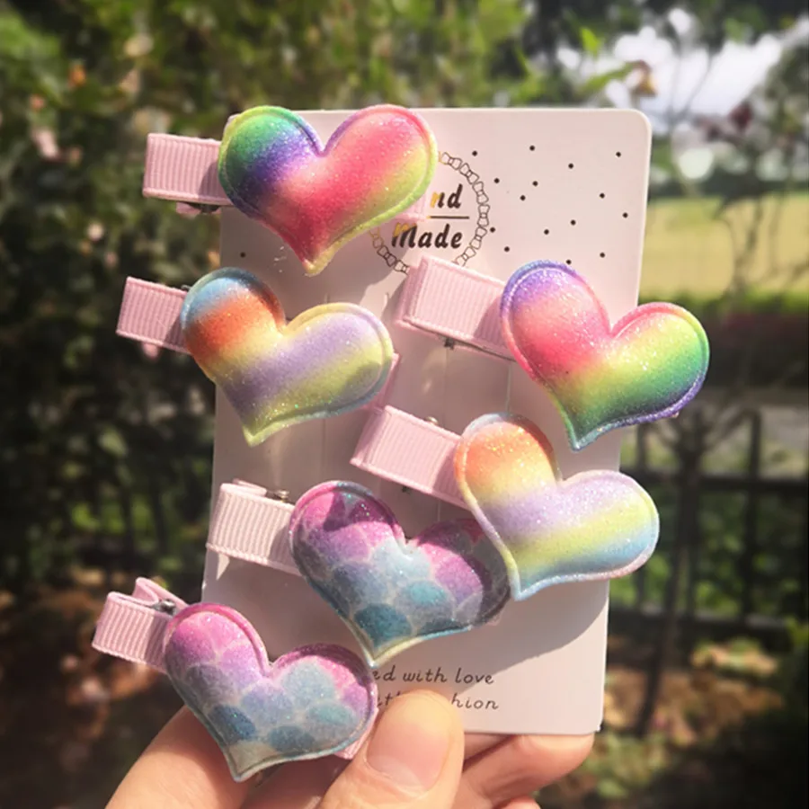 Jolly S 6 шт./лот Детские разноцветные заколки для волос с сердечками девочек детские