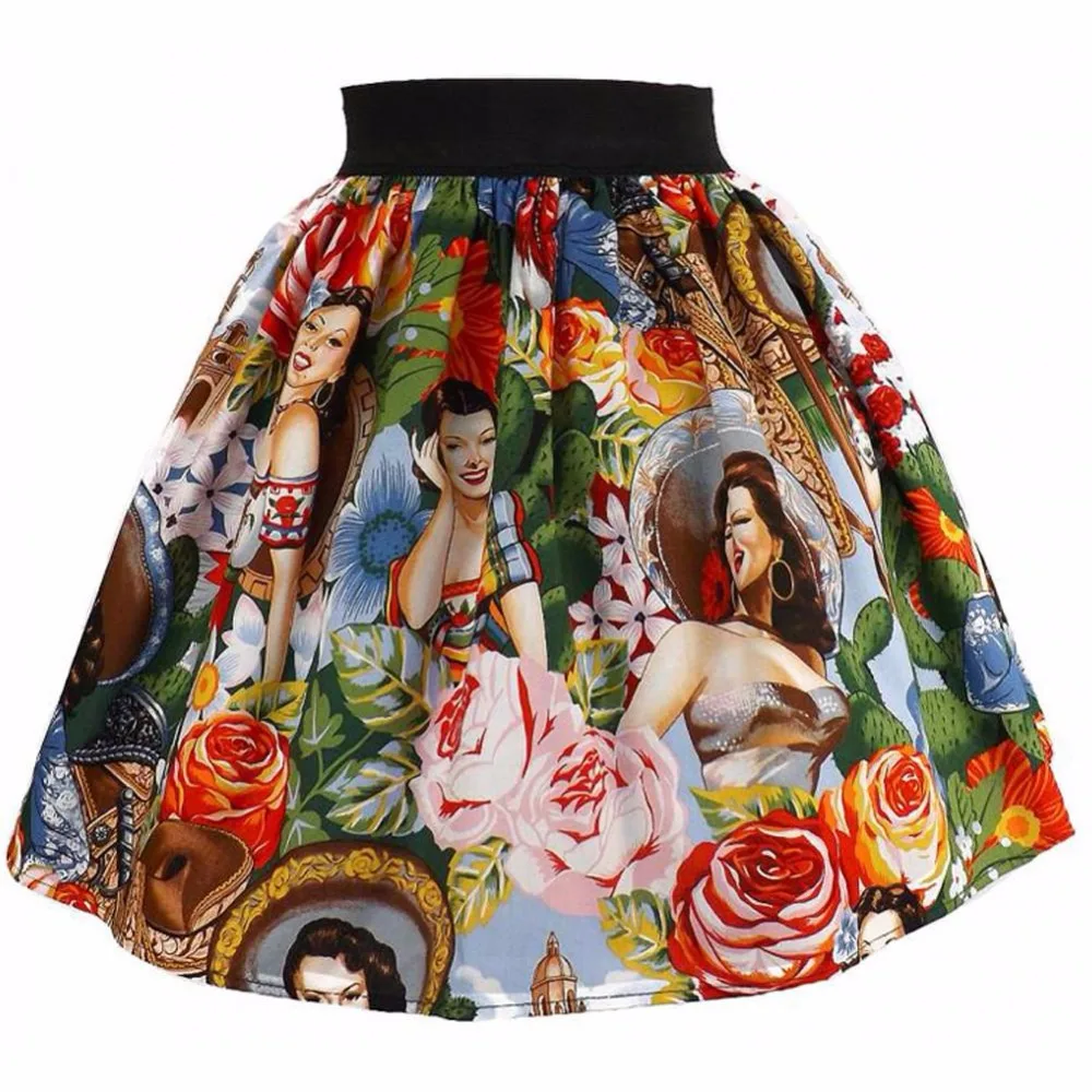 40 Женская винтажная 50 s кактус девушка и цветок эластичный пояс Пышная юбка