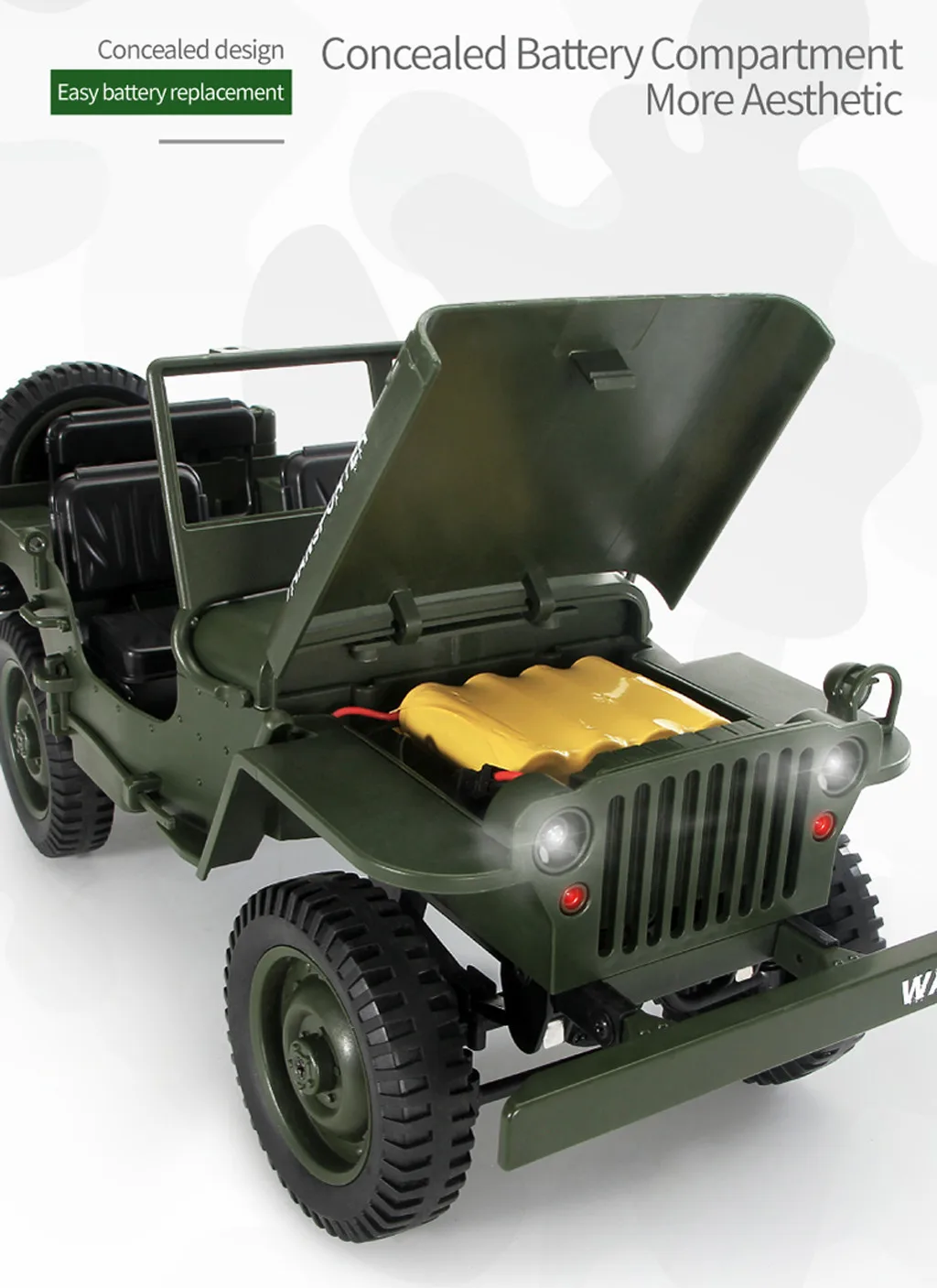 Полноприводный Радиоуправляемый автомобиль 1:10 мини Военный джип багги с