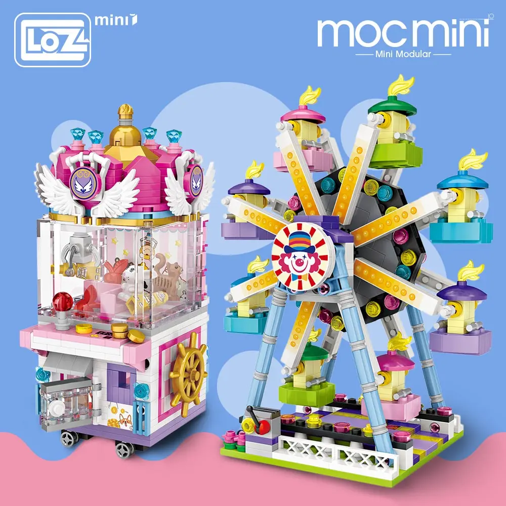 LOZ Mini Blocks Amusement Park Brick Building Blocks Toys for Kids Assembly DIY Children Street City View Educational 3d Model