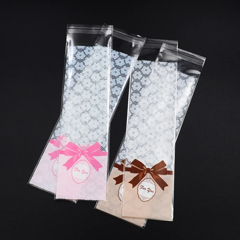 

100pcs 6*20cm Long Transparent Self-adhesive Seal OPP DIY Gift and Candy Packaging Bags Cookie Finger Biscuits Baking Bags