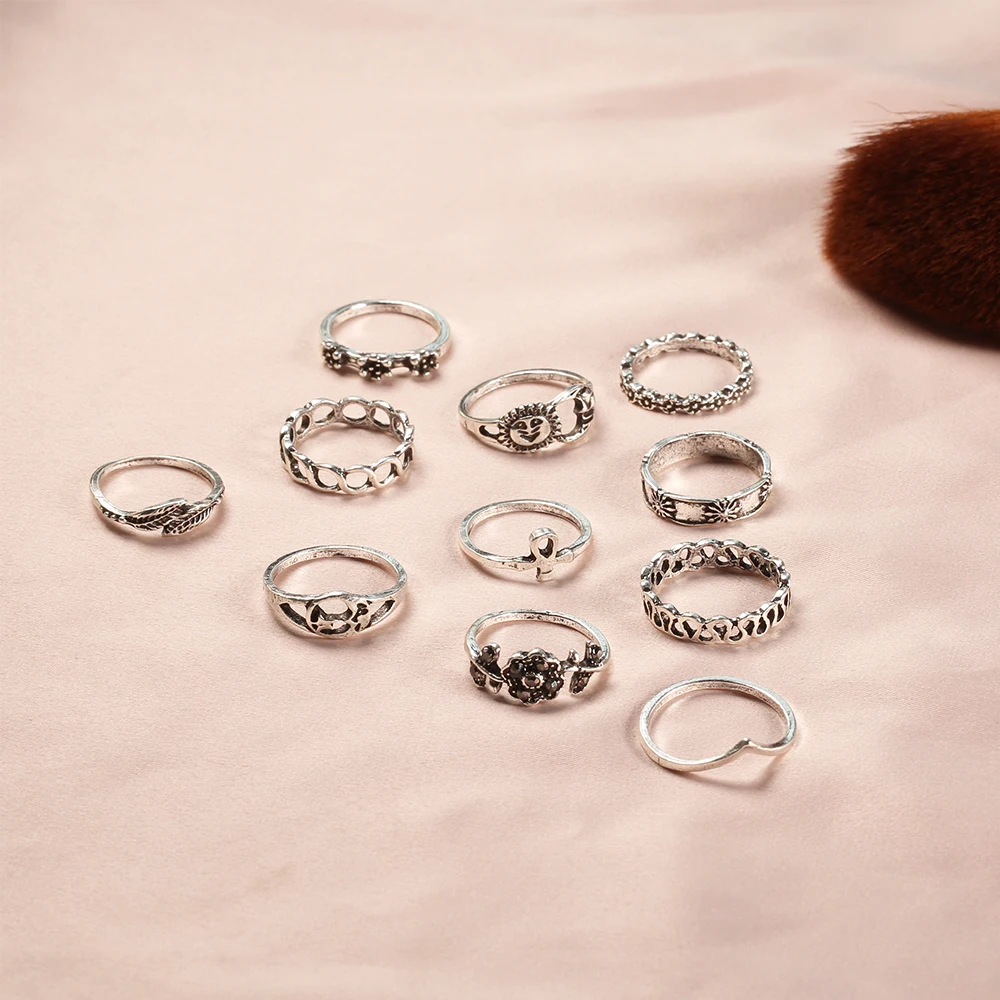11 шт./компл. набор колец в богемном стиле для женщин украшения вечеринок