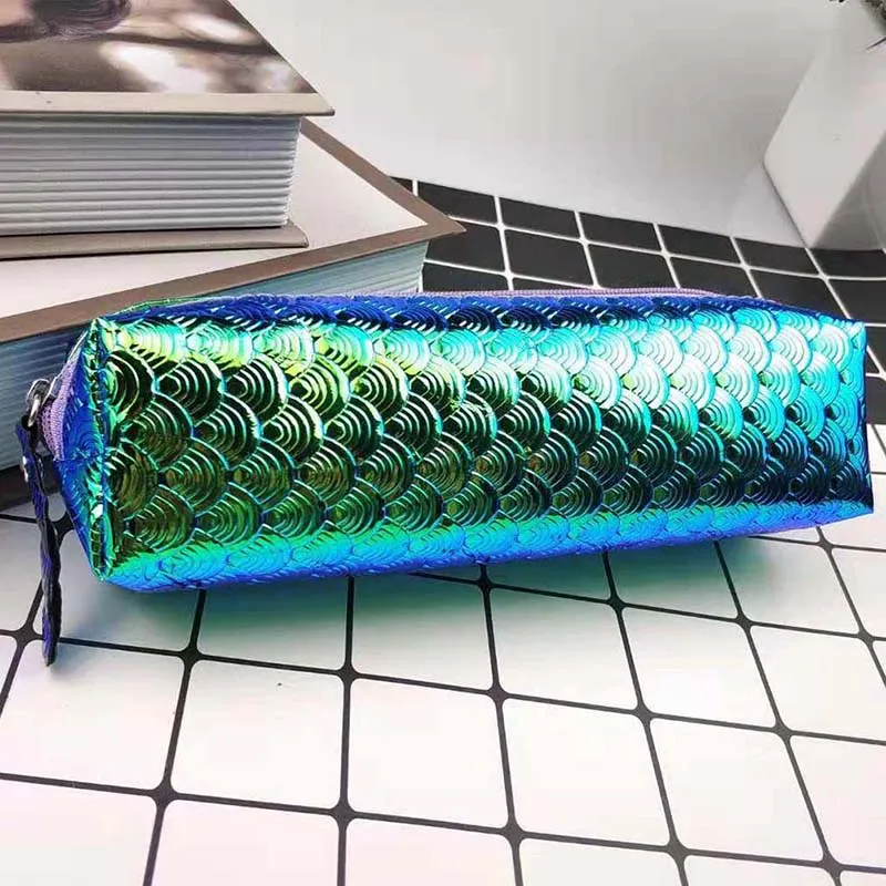 Чешуя Русалки пенал лазерной Блестящий Карандаш сумка Творческий Pencilcase для подарок для девочек Kawaii набор канцелярских принадлежностей