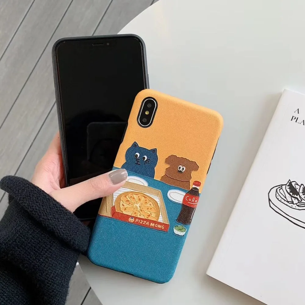 Ourdeals Fashion Silk Phone Case For iphone XS MAX XR X 6 6s 8 7plus Relief Matte Soft Shell Cute Animal Coque Funda | Мобильные