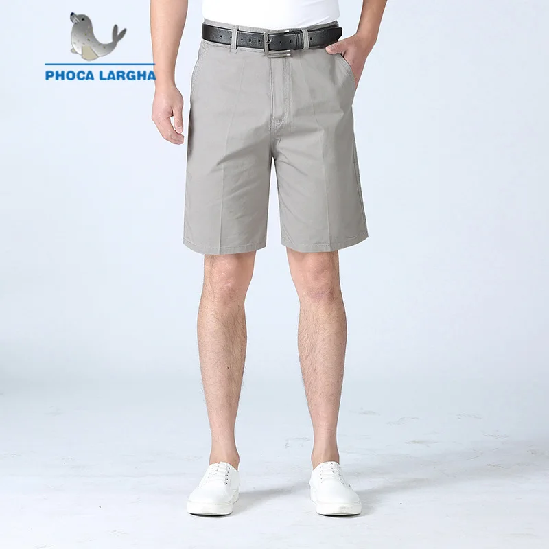Шорты мужские однотонные в деловом стиле короткие брюки свободного покроя