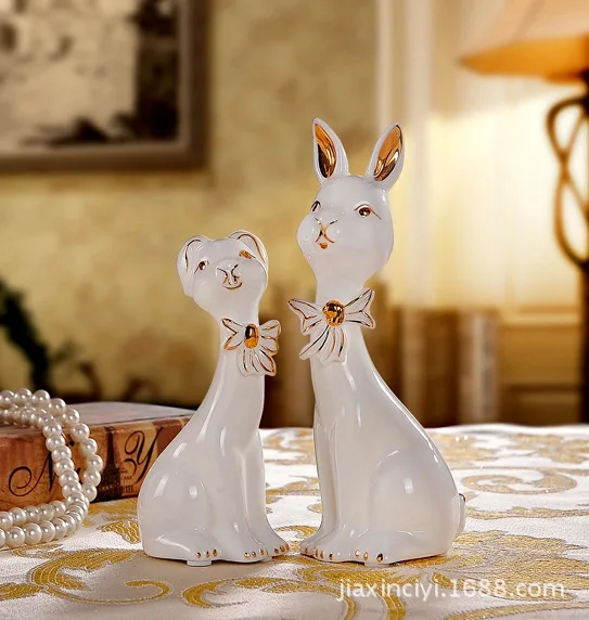 

Свадебные подарки, украшения для ТВ-кабинета в виде кролика, домашние ремесла, керамические украшения в виде кролика для гостиной