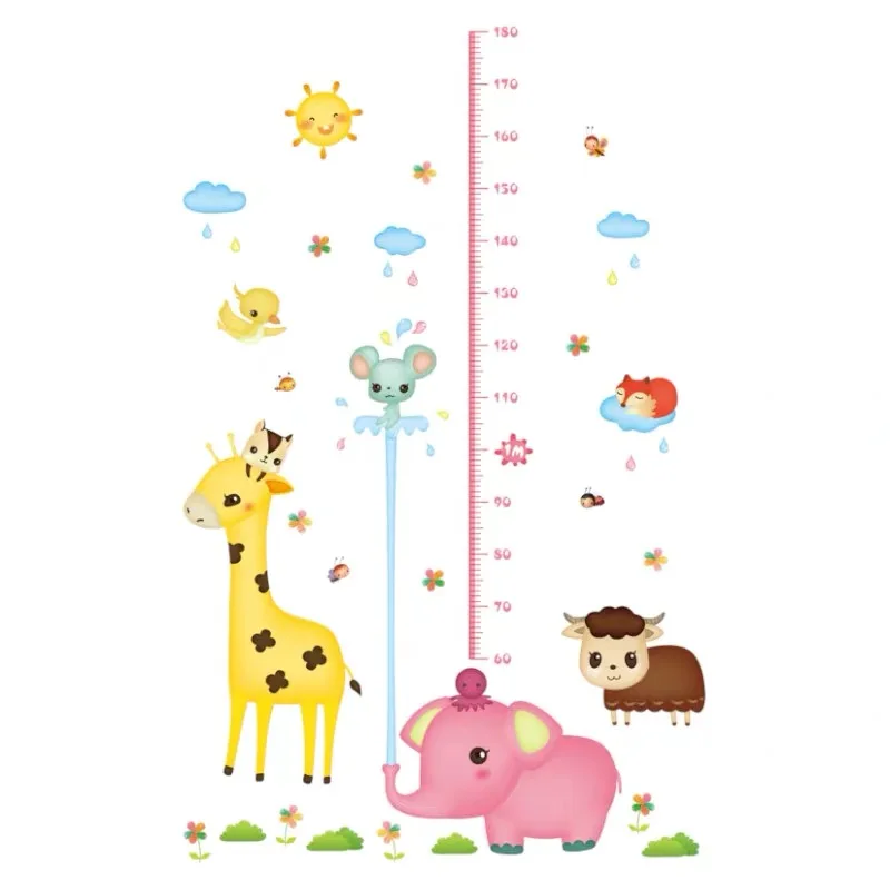 3D мультфильм детей Рост большие наклейки на стену в виде слона Жираф наклейка с