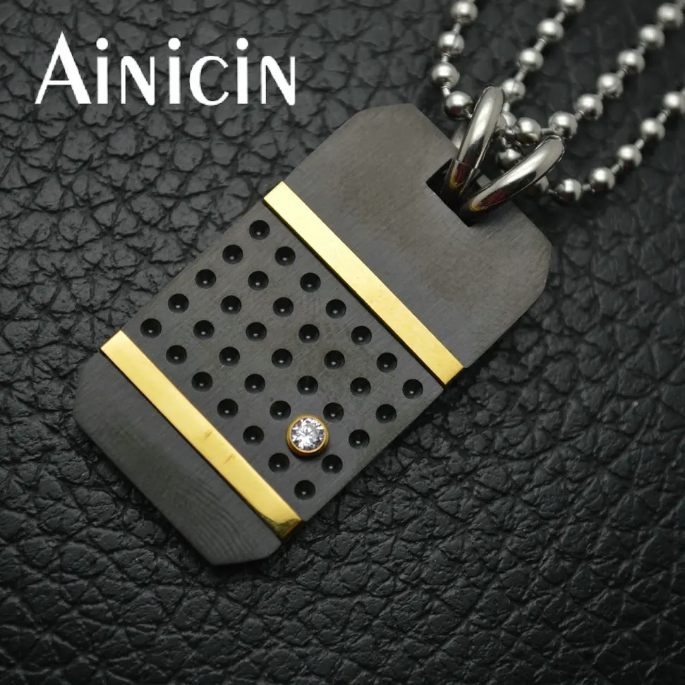 

5pcs Fashion Male's Dog Tag Stainless Steel Pendant Gun Black Plated Jewelry With Beads Chain Necklace For Men Jewelry