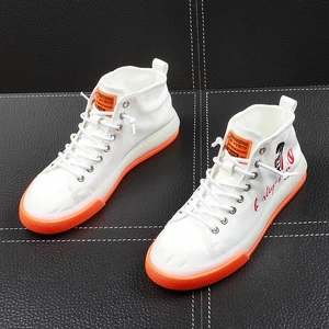 Кеды CuddlyIIPanda мужские высокие, повседневные холщовые дышащие кроссовки, молодежная обувь для отдыха, белые, на лето